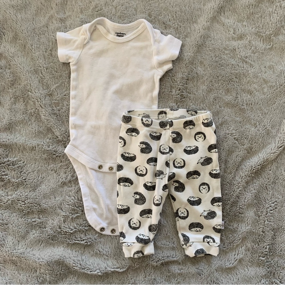 Hedgehog pants and onesie
